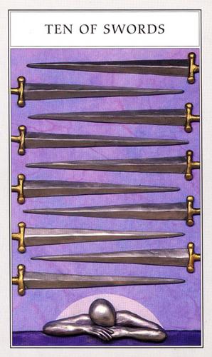 Что означает перевернутый меч. Карта Таро десятка мечей. Карта 10 мечей. 10 Мечей Таро. Десятка мечей Таро.