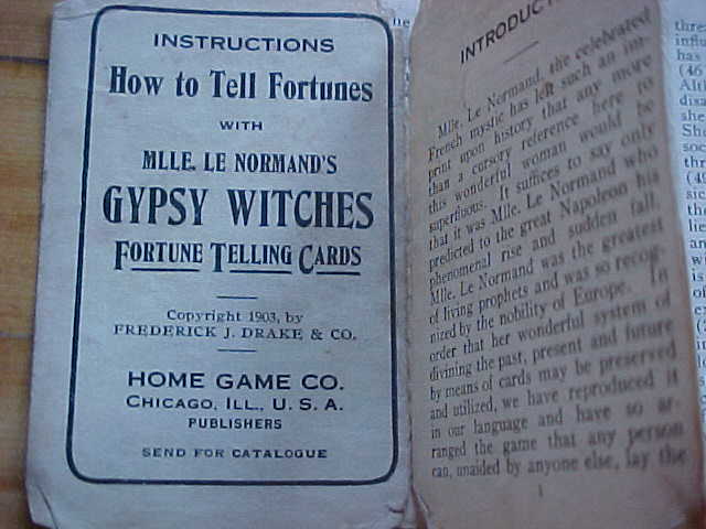 Gypsy Witch Fortune Telling Cards, 1903