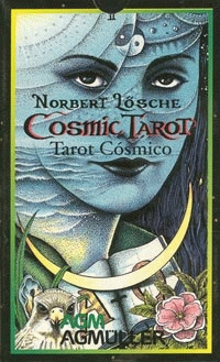 12 - The Hanged Man, Cosmic Tarot by Norbert Lösche, A young man hangs  with one foot from the branch of a tree. His han…